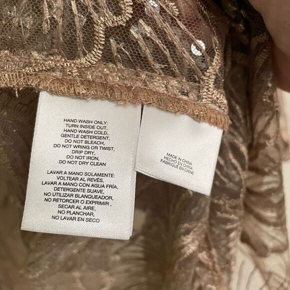 Anne Klein sheer latte sequin embroidered layering kimono women’s L/XL Fairycore - Picture 12 of 14